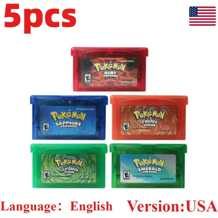 GBA Game Pokemon Series 32 Bit Video Game Cartridge Console Card Pokemon Emerald Ruby FireRed LeafGreen Sapphire Multi-language