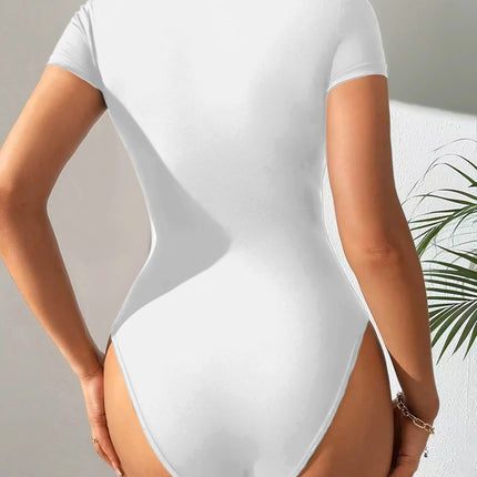 Women's Y2K Casual Girl Fitness Yoga Layered Short-Sleeved Tight-Fitting One-Piece, Suitable for Pants