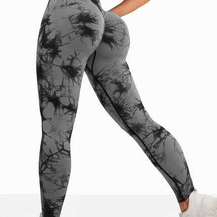 Women's Tie Dye Seamless High-Waisted Yoga Pants Tummy Control Belly Band Pants Comfortable Stretchy Leggings for Women