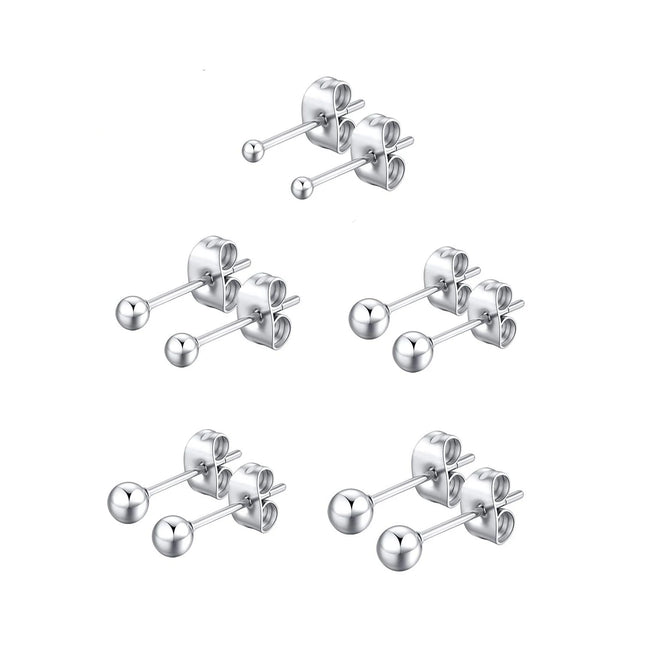 1 Pair Tiny Women Girls 14K Gold Plated Round Ball Stud Earrings Surgical Stainless Steel Earrings Set - product image 5