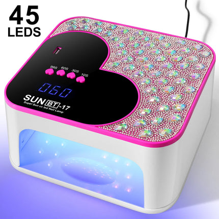 3D Diamond UV LED Nail Lamp For Fast Drying Gel Nail Phototherapy Heart Shape Machine 45 LEDs Manicure Salon Tool Equipment