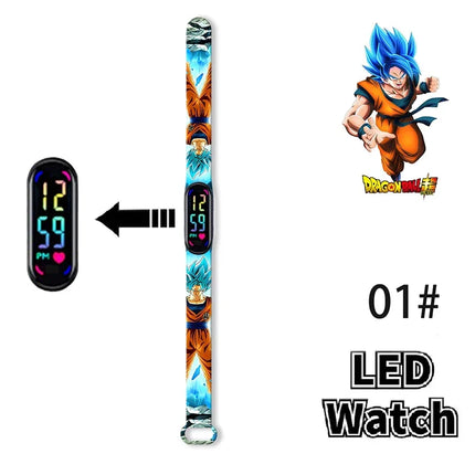 Bandai Dragon Ball Z Fashion Cartoon Action Printing Anime LED Type Watches Kids Watch Birthday Gifts Toys