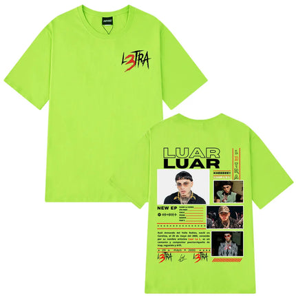Rapper Luar La L 2025 Album L3TRA T Shirts Men's Women Hip Hop Fashion Short Sleeve T-shirts Cotton Oversized Streetwear T-shirt