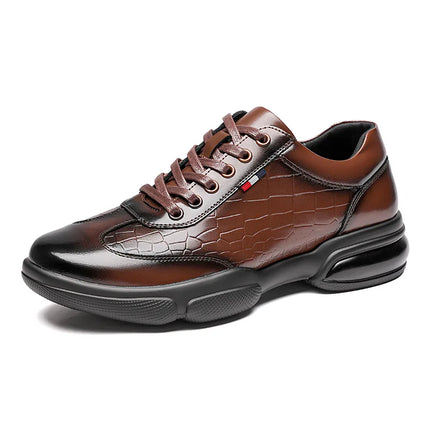 New Men Cow Leather Casual Sport Shoes Fashion Comfortable Chunky Sneakers