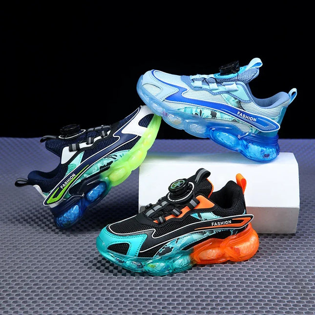 Neue Sommer Kinder Turnschuhe Atmungsaktive 5-16 Jahre Jungen Laufschuhe Neue Drehverschluss Kinder Sportschuhe Outdoor Freizeit-Sneaker