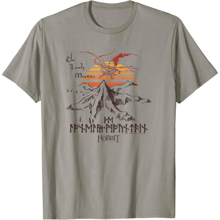 The Hobbit Lonely Mountain Dragon Graphic T Shirt Men Cotton Crewneck Casual Trip Tee Trip Tee