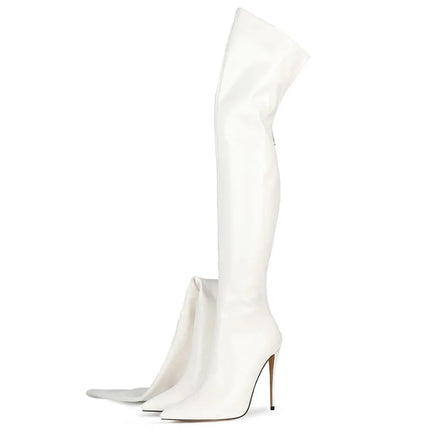 12CM Elastic Thigh Boots Sexy Stiletto High Heels Women Over-the-Knee Boots Pointed Toe Strippers Ladies Shoes Pole Dancing Boot