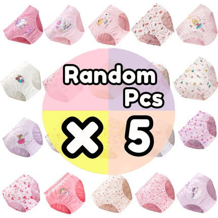 5-Piece Queen Princess Cartoon Panties For Girls Pure Cotton Girls Briefs Print Children's Triangle Underwear Comfortable Fit