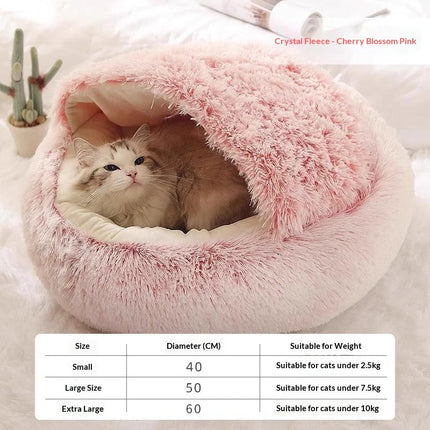 Winter Soft Plush With Cover Round Pet Bed Plush Comforter Nest Shell Cat Nest Semi-Enclosed Cat Nest Cat Dog Sleeping Nest