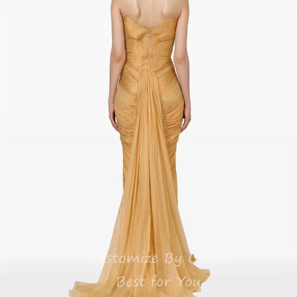 OIMG Chic Sweetheart Neck Mermaid Prom Gowns Backless Pleated Party Gown Floor Length Evening Dress vestidos de gala Customized