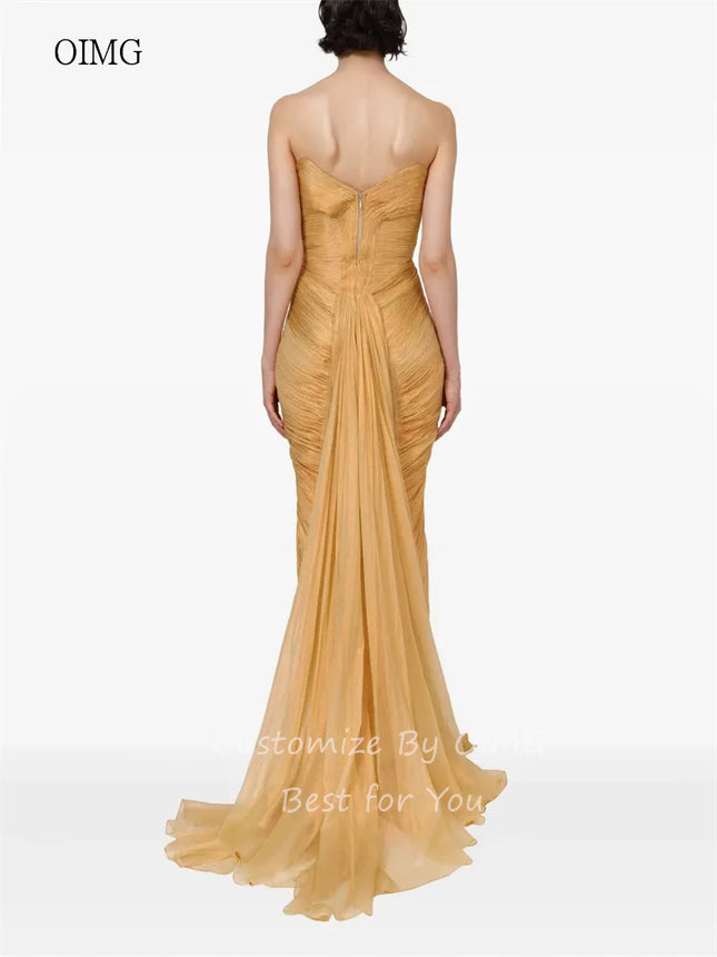 OIMG Elegante Meerjungfrauen-Ballkleider mit Herzausschnitt, rückenfrei, plissiertes Partykleid, bodenlang, Abendkleid, Vestidos de Gala, maßgeschneidert