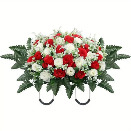 Cemetery Headstone Flower Saddle - artificial flowers for outdoor memorial (photo 7 of 12)