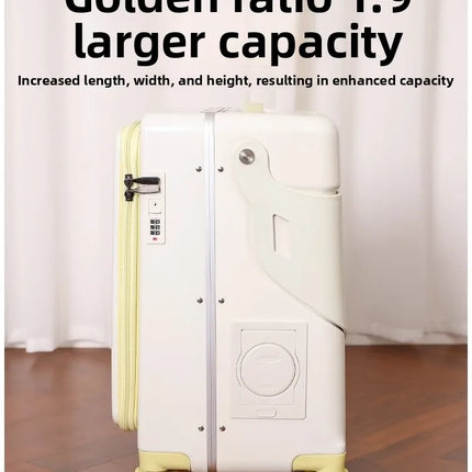 BunnyFly Children 20 Inch Carry-On Can Sit Lazy Luggage Travel Suitcase Girl Rolling Stroller Boarding Box Trolley Luggage