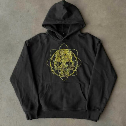 Spring Japanese Anime Printed Hooded Sweatshirt Men American Robot Classic Worn-out Loose Zipper Hooded Cardigan Couple Outfit
