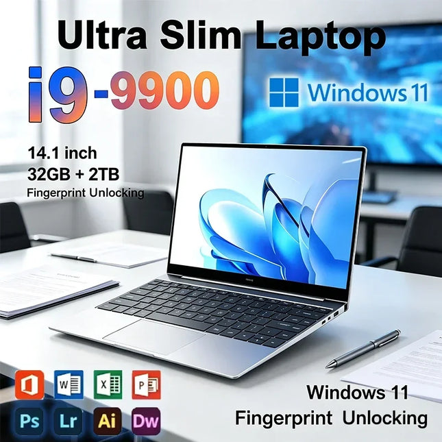 14.1" Laptop Intel Core i9-9900 32GB 2TB Gaming PC Ultra Slim Office Study Computer PC Windows 11 Pro - product image 2
