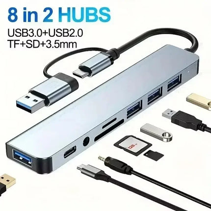 USB-C Hub 8In1 7in2 7in1 USB-C 3.1 To 4K HDMI Adapter with RJ45 SD/TF Card Reader PD Fast Charge for MacBook - product image