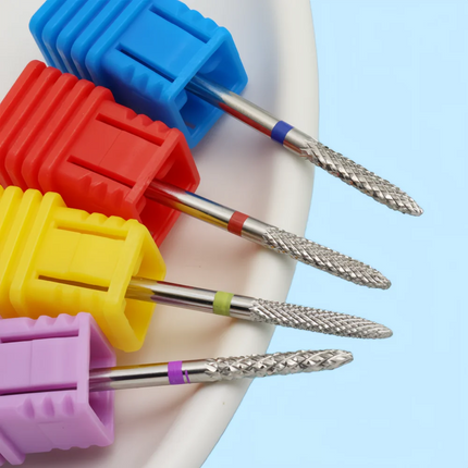 4PCS Rocket-Shaped Steel Nail Drill Bits Set, Cuticle Remover, Sharp & Durable, 2.35mm Shank, Professional Manicure & Pedicure N