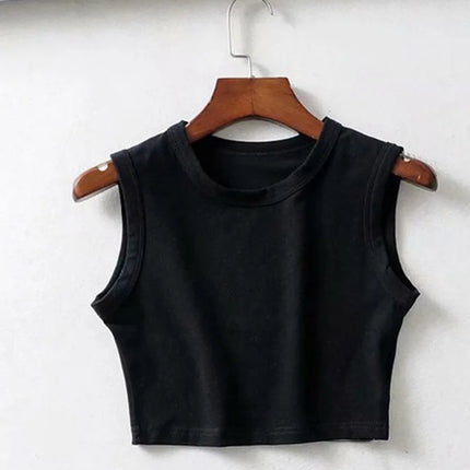 2024 Summer vintage white crop tops women biker black punk sexy tank top korean streetwear cropped sleeveless top feminino