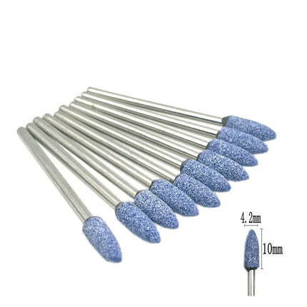 10pcs/set Corundum Nail Drill Bits 3/32" Rotary Ceramic Stone Burr Cutters for Manicure Nails Accessories Tool