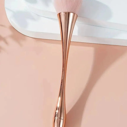 Rose Golden Fan Makeup Brush,Cosmetic Brush Loose Powder Brush ,Highlighting Brush Blush Brush-Soft Hair Makeup Fixing