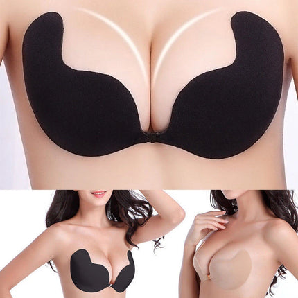 Lamuusaa Invisible Adhesive Bra Push Up Women Washable Reusable Strapless Sticky Tube Tops Plunge Backless Brassiere Underwear