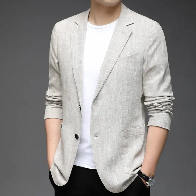 Koreanischer Frühling Herrenbekleidung Dünner Stil Umlegekragen Einreihige Minimalistische Mode Langärmelige Lockere Blazer Jacke Oberteil