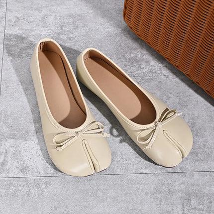 Soft Split Toe Tabi Ballet Flats Women Bowknot Leather Round Toe Ballerina Shoes Low Heel Slip On Loafers Casual Moccasins 2026