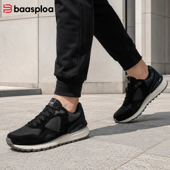Baasploa Men Casual Walking Shoes Leather Upper Fashion Sneakers Comfort Daily Wear Lifestyle - view 2