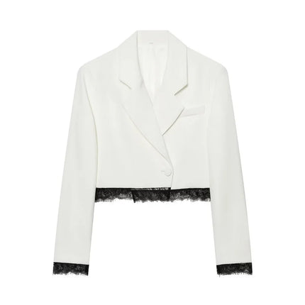 zoci Lace Short Blazers for Women's Suit Summer Blazer Set 2 Piece Woman Shoulder Pad Women's Tailoring Blazers Bermuda Shorts