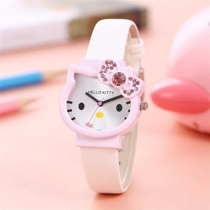 Hello Kitty Cute Quartz Watch Sweet Girly Cartoon Wristwatch Ideal Birthday Christmas Halloween Accessories Gift for Girls