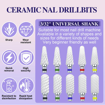 1Pcs Ceramic Nail Drill Bits Flame Cutters for Manicure Electric Pedicure Nail Bits Gel Polish Remover Files Bur Nail Accessorie