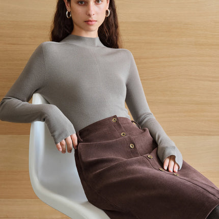 Premium Series German Biella Wool Autumn Super Fine Washable Seamless One-Piece Mock Neck Thermal Base Layer