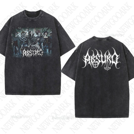 Black Metal Absurd Washed T Shirt Band Gothic Gift Mens Clothing Graphic Vintage Hip Hop T-shirt Streetwear Tees Short Sleeve