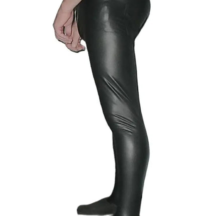 High-Elastic Faux PU Leather Jeans Pantyhose Tights Sexy Fitness Leggings Pencil Pants Mens Fashion Trousers Collant Pantalon