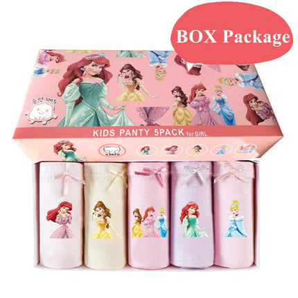 5-Piece Queen Princess Cartoon Panties For Girls Pure Cotton Girls Briefs Print Children's Triangle Underwear Comfortable Fit