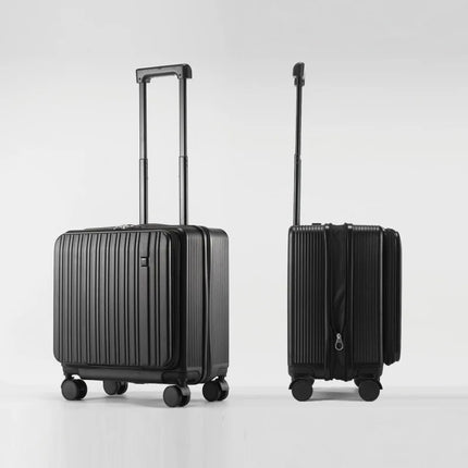18 Inch Expandable Carry On Luggage Lightweight Front Opening Suitcase Password Lock USB Type C Cup Holder Spinner Wheels Travel