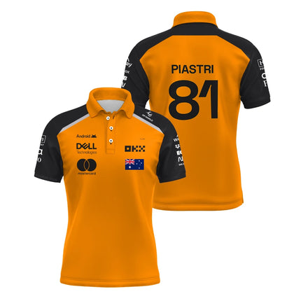 2026 New Men's Norris 1 Racing Team Polo Shirt Oscar Piastri 81 Driver Sports Breathable T-Shirt Daily Casual Plus Size Polo 6XL