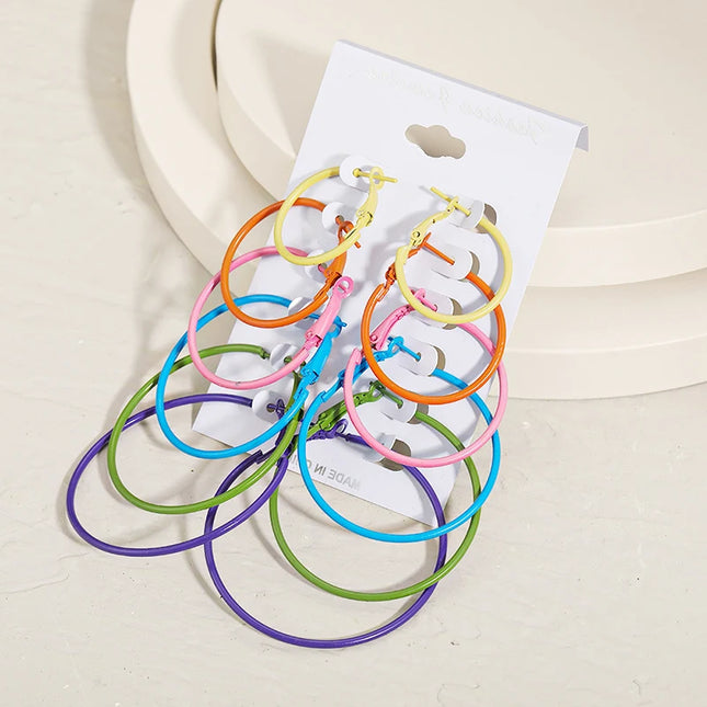 12Pairs/6Pairs Simple Punk Hoop Earrings Set Big Circle Earrings Jewelry for Women Girls Ear Hoops - product image 6