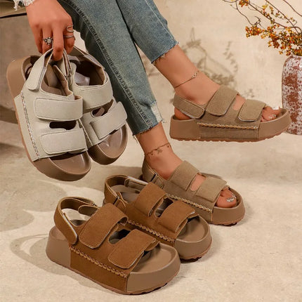 Fashion Women Sandals Summer New Simple Round Toe Non Slip Thick Sole Female Shoes Comfort Wear Resistant Soft Sole Sandals