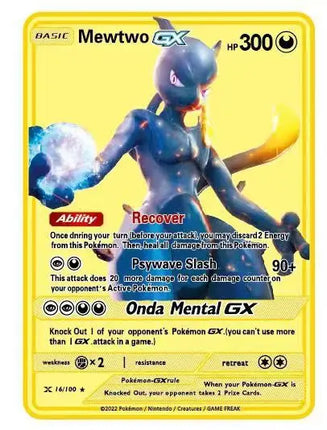 English Version Pokemon Metal Card Anime Figure Pikachu Charizard Mewtwo Battle Trading Game Collection Cards Model Toy Gifts
