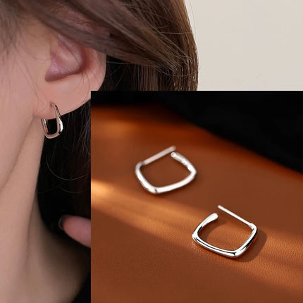 VENTFILLE 925 Sterling Silver Geometry Hoop Earring for Women Minimalism Classic Office Versatile Fashion Jewelry Gift Dropship