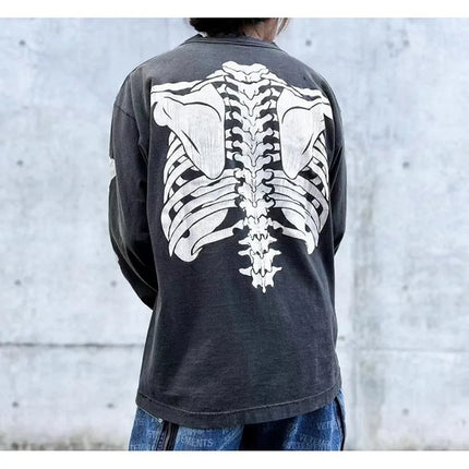 Saint O-Neck Long Sleeve Black Letter Arrival Washing Oversize Coat Loose T shirt Men Women High Quality Tee Simple Cotton Print