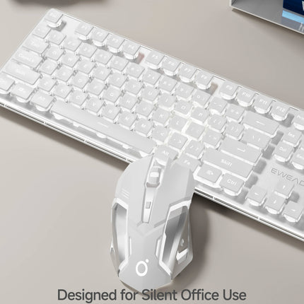 EWEADN Wired Gaming Keyboard and Mouse Set, Silent, Backlight,104 keys Floating keycap All-Metal Panel - product image from B