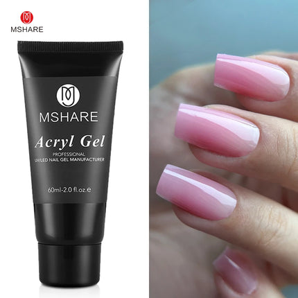 MSHARE Poly Nails Acryl Gel 60ml Builder UV Led Acrylgel Nails Extensions Acrylic Pink White Clear Acrylatic Hema Tpo Free Gel