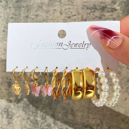YOBEST Big Gold and Silver Color Heart Earrings for Women, Butterfly Dangle Earring Set, Female Jewelry Gifts, New Fashion, 2025