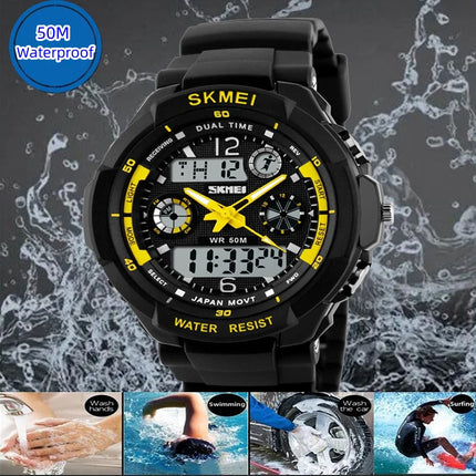Skmei Kid's Digital Sport's Watches Boy Girl Fashion Dual Time Children Led Waterproof Electronic Wristwatch Relogio Masculino