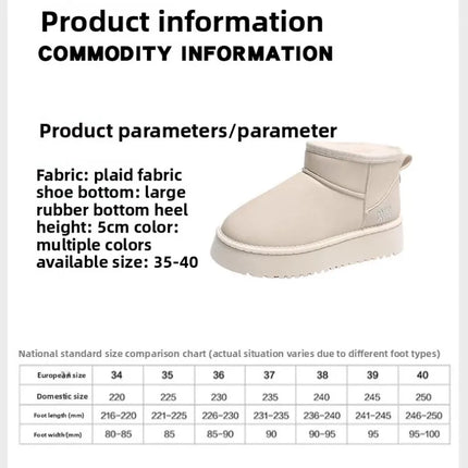 Sponge cake thick soled snow boots for women, 2025 new winter waterproof short tube height increasing warm bread shoes