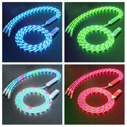 Glowing LED Light USB 3 IN 1 cable Phone Fast Charging Charger Luminous USB-C Cable For Xiaomi iPhone Phone - product image f