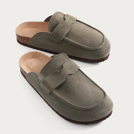 Summer Suede Clogs Slippers Women Clogs Slippers Outdoor Nonslip Beach Sandals UnisexCork Clogs Slippers With Adjustable Buckle