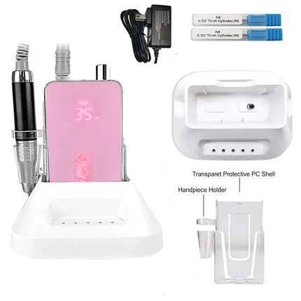 TP301/322 Pink Color Nail Drill Brushless Nail Polisher Rechargeable Nail Sanding Machine Set Equipment Salon Manicure Pedicure